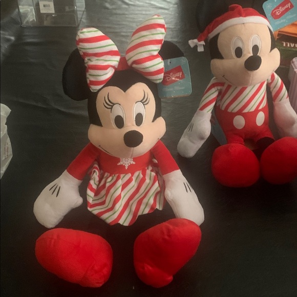 Disney Festive Red and White Mickey and Minnie Plush 12inch Tall - Picture 2 of 4